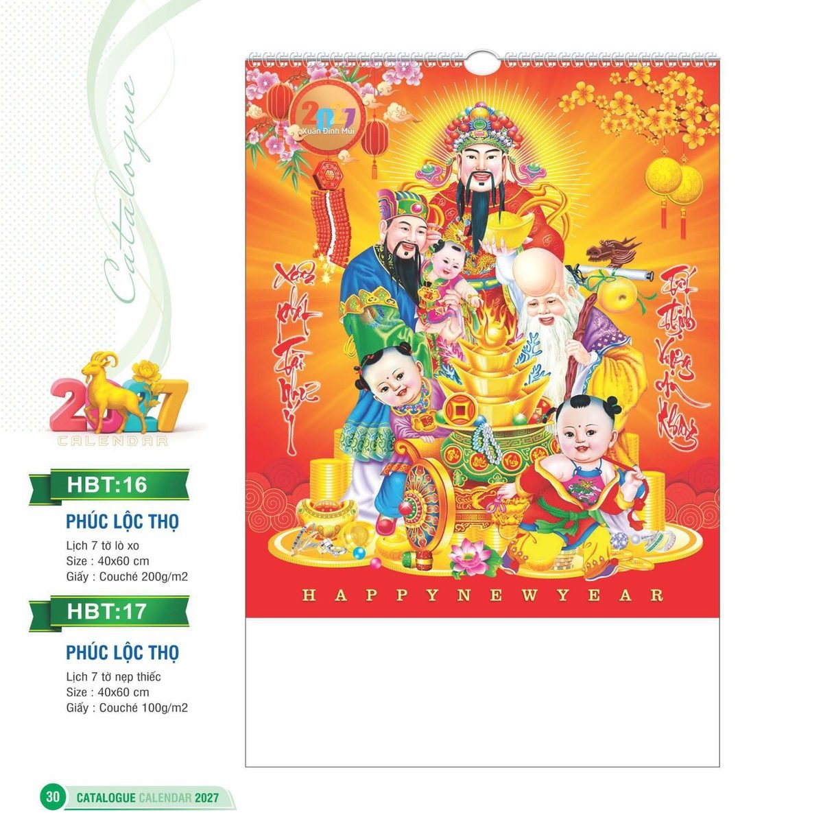Lịch Treo Tường Lò Xo 2027 HBT Mẫu HBT17 - Phúc Lộc Thọ (40 x 60cm) Quà Tết Truyền Thống Gốm Sứ & Lịch Lịch Treo Tường Lò Xo 2027 HBT Mẫu HBT17 - Phúc Lộc Thọ (40 x 60cm) Quà Tết Truyền Thống Gốm Sứ & Lịch in logo doanh nghiệp quà tặng Tết tại Gốm Sứ Bát Tràng & Quà Tết