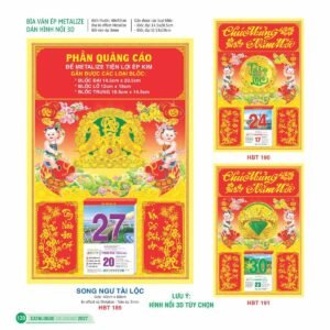Lịch Bìa Treo 2027 HBT Mẫu HBT190 (29 x 41 cm) Quà Tết Truyền Thống Gốm Sứ & Lịch in logo doanh nghiệp quà tặng Tết tại Gốm Sứ Bát Tràng & Quà Tết
