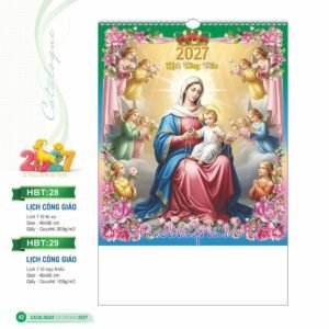 Lịch Treo Tường Lò Xo 2027 HBT Mẫu HBT29 (40 x 60cm) Quà Tết Truyền Thống Gốm Sứ & Lịch in logo doanh nghiệp quà tặng Tết tại Gốm Sứ Bát Tràng & Quà Tết