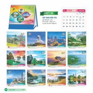 Lịch Để Bàn 2027 HBT Mẫu HBT36 (19 x 21cm) Quà Tết Truyền Thống Gốm Sứ & Lịch in logo doanh nghiệp quà tặng Tết tại Gốm Sứ Bát Tràng & Quà Tết