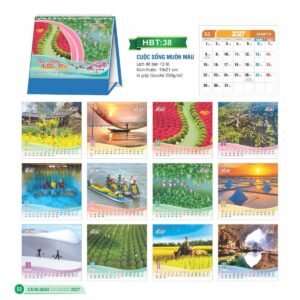 Lịch Để Bàn 2027 HBT Mẫu HBT38 (19 x 21cm) Quà Tết Truyền Thống Gốm Sứ & Lịch in logo doanh nghiệp quà tặng Tết tại Gốm Sứ Bát Tràng & Quà Tết