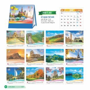 Lịch Để Bàn 2027 HBT Mẫu HBT41 (19 x 21cm) Quà Tết Truyền Thống Gốm Sứ & Lịch in logo doanh nghiệp quà tặng Tết tại Gốm Sứ Bát Tràng & Quà Tết