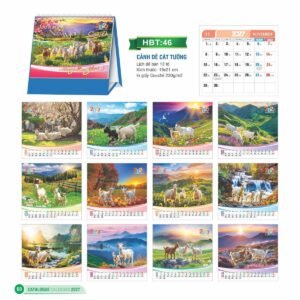 Lịch Để Bàn 2027 HBT Mẫu HBT47 (19 x 21cm) Quà Tết Truyền Thống Gốm Sứ & Lịch in logo doanh nghiệp quà tặng Tết tại Gốm Sứ Bát Tràng & Quà Tết
