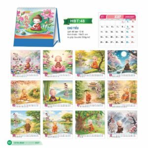Lịch Để Bàn 2027 HBT Mẫu HBT48 (19 x 21cm) Quà Tết Truyền Thống Gốm Sứ & Lịch in logo doanh nghiệp quà tặng Tết tại Gốm Sứ Bát Tràng & Quà Tết