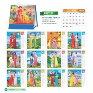 Lịch Để Bàn 2027 HBT Mẫu HBT51 (19 x 21cm) Quà Tết Truyền Thống Gốm Sứ & Lịch in logo doanh nghiệp quà tặng Tết tại Gốm Sứ Bát Tràng & Quà Tết