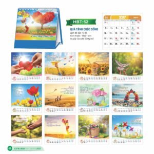 Lịch Để Bàn 2027 HBT Mẫu HBT52 (19 x 21cm) Quà Tết Truyền Thống Gốm Sứ & Lịch in logo doanh nghiệp quà tặng Tết tại Gốm Sứ Bát Tràng & Quà Tết