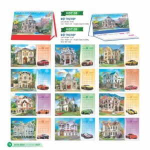 Lịch Bàn Chữ M (Có Note 52 Tuần) 2027 HBT Mẫu HBT60 (16 x 24cm) Quà Tết Truyền Thống Gốm Sứ & Lịch in logo doanh nghiệp quà tặng Tết tại Gốm Sứ Bát Tràng & Quà Tết