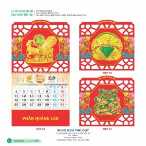 Lịch Treo Tường Lò Xo 2027 HBT Mẫu HBT64 (37 x 68cm) Quà Tết Truyền Thống Gốm Sứ & Lịch in logo doanh nghiệp quà tặng Tết tại Gốm Sứ Bát Tràng & Quà Tết
