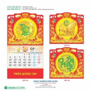 Lịch Treo Tường Lò Xo 2027 HBT Mẫu HBT82 (17  x  18 cm) Quà Tết Truyền Thống Gốm Sứ & Lịch in logo doanh nghiệp quà tặng Tết tại Gốm Sứ Bát Tràng & Quà Tết