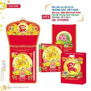 Lịch Bloc Cực Đại 2027 HT Mẫu HT3 - Hương Sắc Việt Nam (29 x 41cm) Quà Tết Truyền Thống Gốm Sứ & Lịch in logo doanh nghiệp quà tặng Tết tại Gốm Sứ Bát Tràng & Quà Tết