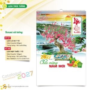 Lịch Treo Tường 2027 HT Mẫu HT47 (40 x 60cm) Quà Tết Truyền Thống Gốm Sứ & Lịch in logo doanh nghiệp quà tặng Tết tại Gốm Sứ Bát Tràng & Quà Tết