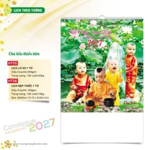 Lịch Bloc 2027 HT Mẫu HT55 (29 x 41 cm) Quà Tết Truyền Thống Gốm Sứ & Lịch in logo doanh nghiệp quà tặng Tết tại Gốm Sứ Bát Tràng & Quà Tết