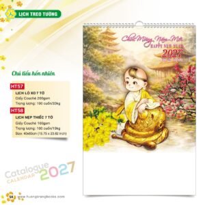 Lịch Treo Tường 2027 HT Mẫu HT57 (40 x 60cm) Quà Tết Truyền Thống Gốm Sứ & Lịch in logo doanh nghiệp quà tặng Tết tại Gốm Sứ Bát Tràng & Quà Tết