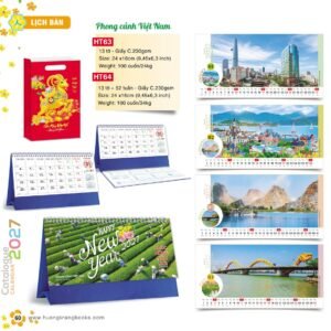 Lịch Để Bàn 2027 HT Mẫu HT63 (24 x 16cm) Quà Tết Truyền Thống Gốm Sứ & Lịch in logo doanh nghiệp quà tặng Tết tại Gốm Sứ Bát Tràng & Quà Tết