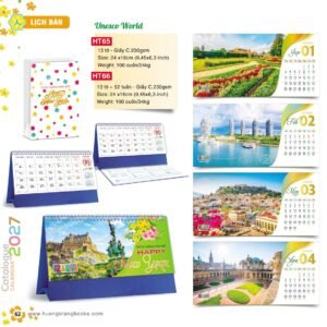 Lịch Để Bàn 2027 HT Mẫu HT65 (24 x 16cm) Quà Tết Truyền Thống Gốm Sứ & Lịch in logo doanh nghiệp quà tặng Tết tại Gốm Sứ Bát Tràng & Quà Tết