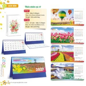 Lịch Để Bàn 2027 HT Mẫu HT67 (24 x 16cm) Quà Tết Truyền Thống Gốm Sứ & Lịch in logo doanh nghiệp quà tặng Tết tại Gốm Sứ Bát Tràng & Quà Tết