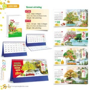 Lịch Để Bàn 2027 HT Mẫu HT69 (24 x 16cm) Quà Tết Truyền Thống Gốm Sứ & Lịch in logo doanh nghiệp quà tặng Tết tại Gốm Sứ Bát Tràng & Quà Tết