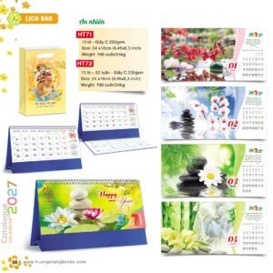 Lịch Để Bàn 2027 HT Mẫu HT71 (24 x 16cm) Quà Tết Truyền Thống Gốm Sứ & Lịch in logo doanh nghiệp quà tặng Tết tại Gốm Sứ Bát Tràng & Quà Tết