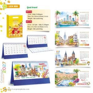 Lịch Để Bàn 2027 HT Mẫu HT73 (24 x 16cm) Quà Tết Truyền Thống Gốm Sứ & Lịch in logo doanh nghiệp quà tặng Tết tại Gốm Sứ Bát Tràng & Quà Tết