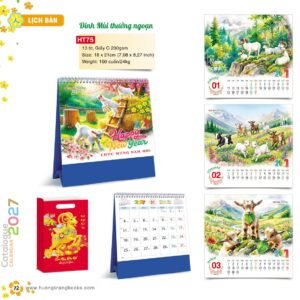 Lịch Để Bàn 2027 HT Mẫu HT75 (18 x 21cm) Quà Tết Truyền Thống Gốm Sứ & Lịch in logo doanh nghiệp quà tặng Tết tại Gốm Sứ Bát Tràng & Quà Tết