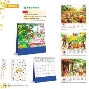 Lịch Để Bàn 2027 HT Mẫu HT76 (18 x 21cm) Quà Tết Truyền Thống Gốm Sứ & Lịch in logo doanh nghiệp quà tặng Tết tại Gốm Sứ Bát Tràng & Quà Tết