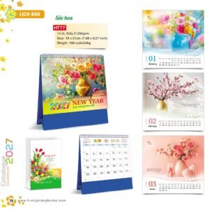 Lịch Để Bàn 2027 HT Mẫu HT77 (18 x 21cm) Quà Tết Truyền Thống Gốm Sứ & Lịch in logo doanh nghiệp quà tặng Tết tại Gốm Sứ Bát Tràng & Quà Tết
