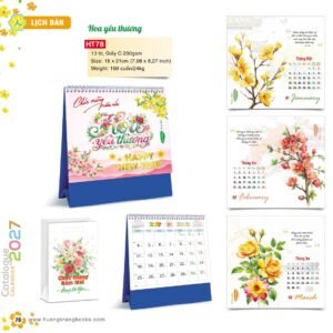 Lịch Để Bàn 2027 HT Mẫu HT78 (18 x 21cm) Quà Tết Truyền Thống Gốm Sứ & Lịch in logo doanh nghiệp quà tặng Tết tại Gốm Sứ Bát Tràng & Quà Tết