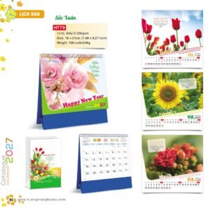 Lịch Bàn Chữ M (Có Note 52 Tuần) 2027 HT Mẫu HT79 (18 x 21cm) Quà Tết Truyền Thống Gốm Sứ & Lịch in logo doanh nghiệp quà tặng Tết tại Gốm Sứ Bát Tràng & Quà Tết