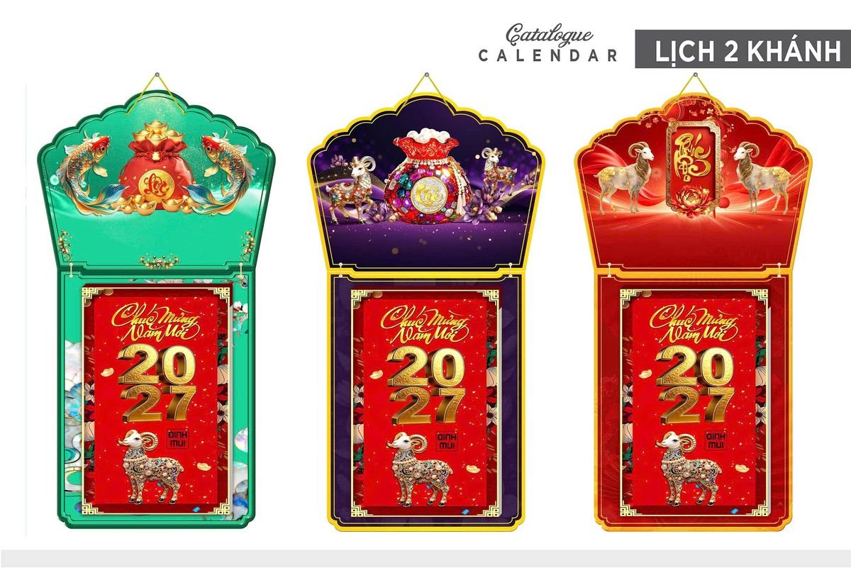 Lịch Khánh Gỗ Lamina 2 Đầu 2027 LM2D_003 - Gốm Sứ Bát Tràng VN