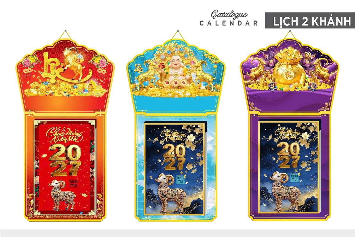 Lịch Khánh Gỗ Lamina 2 Đầu 2027 LM2D_004 - Gốm Sứ Bát Tràng VN