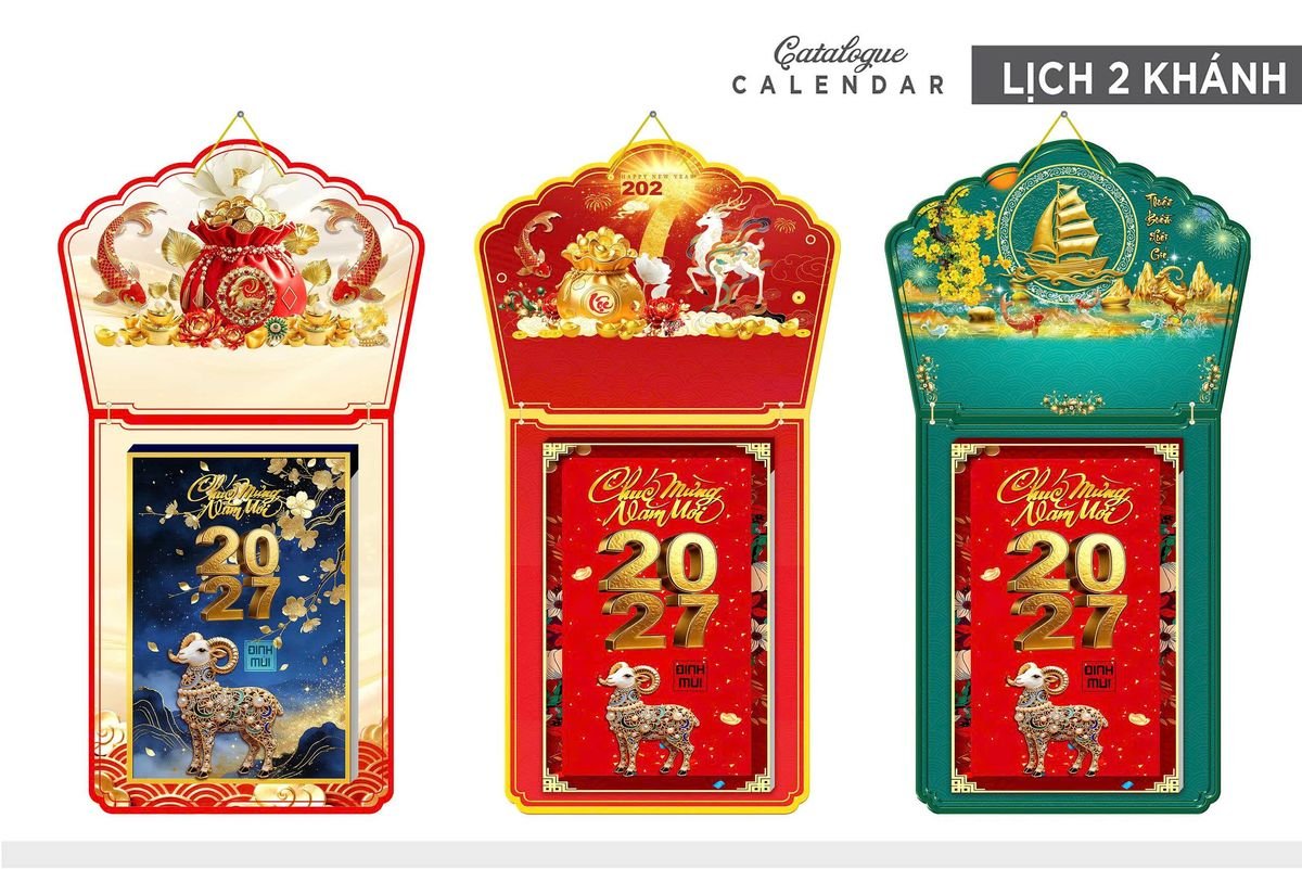 Lịch Khánh Gỗ Lamina 2 Đầu 2027 LM2D_005 - Gốm Sứ Bát Tràng VN