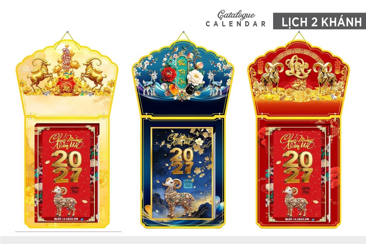Lịch Khánh Gỗ Lamina 2 Đầu 2027 LM2D_006 - Gốm Sứ Bát Tràng VN