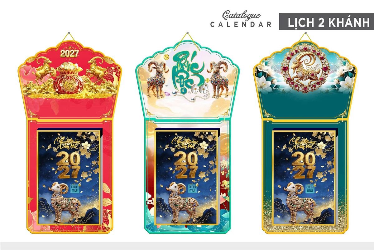 Lịch Khánh Gỗ Lamina 2 Đầu 2027 LM2D_008 - Gốm Sứ Bát Tràng VN