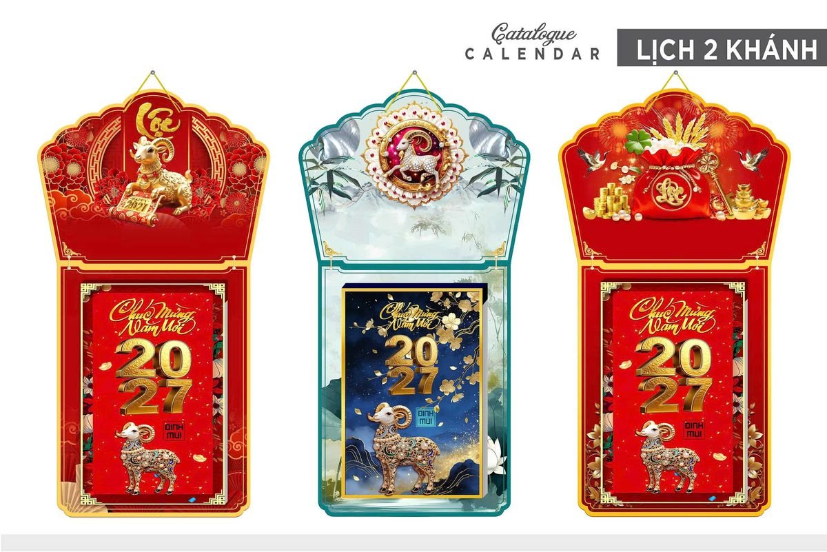 Lịch Khánh Gỗ Lamina 2 Đầu 2027 LM2D_009 - Gốm Sứ Bát Tràng VN