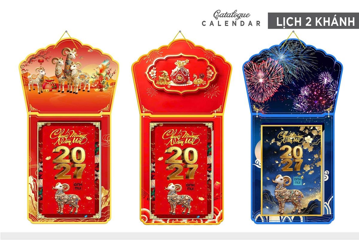 Lịch Khánh Gỗ Lamina 2 Đầu 2027 LM2D_010 - Gốm Sứ Bát Tràng VN