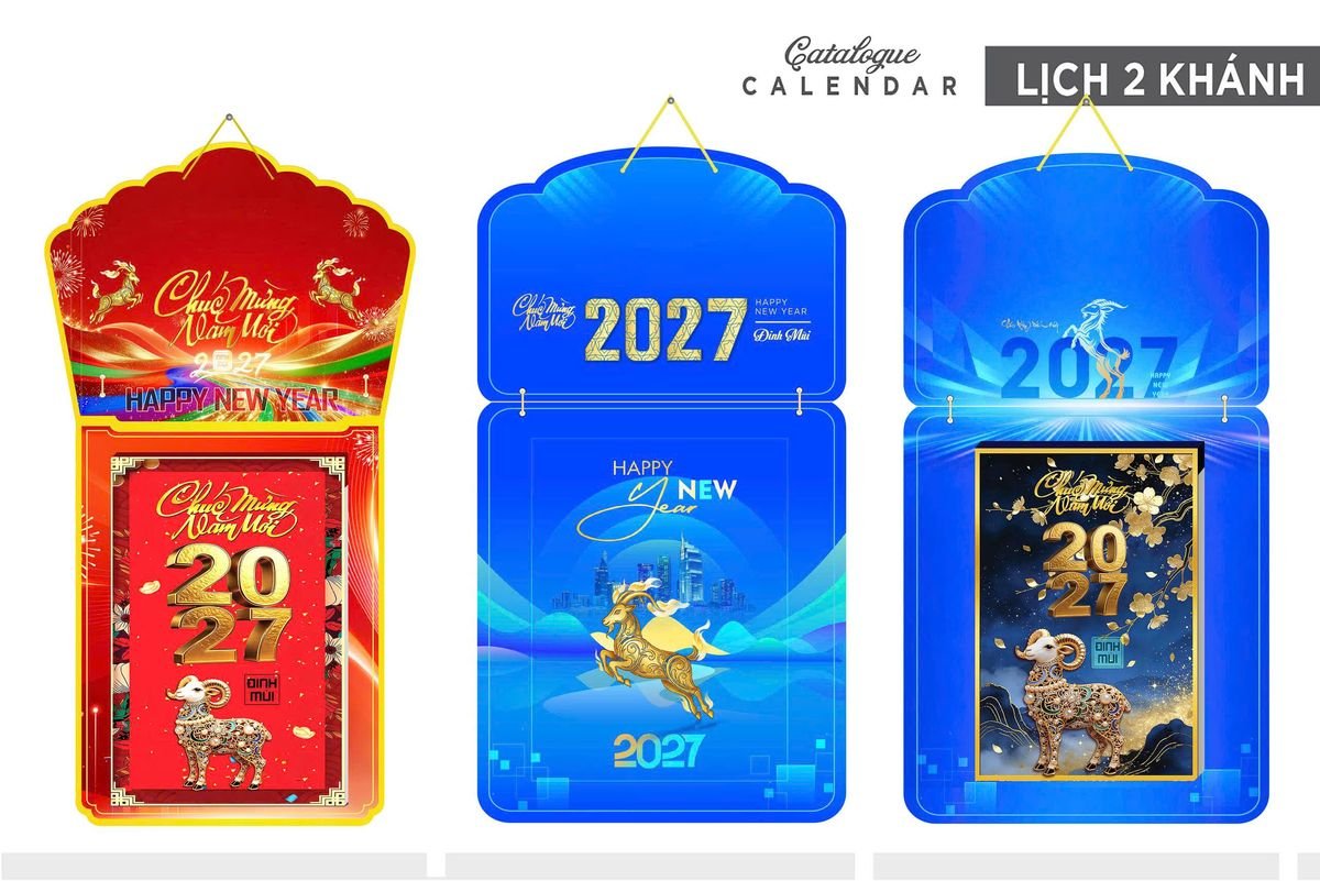 Lịch Khánh Gỗ Lamina 2 Đầu 2027 LM2D_011 - Gốm Sứ Bát Tràng VN