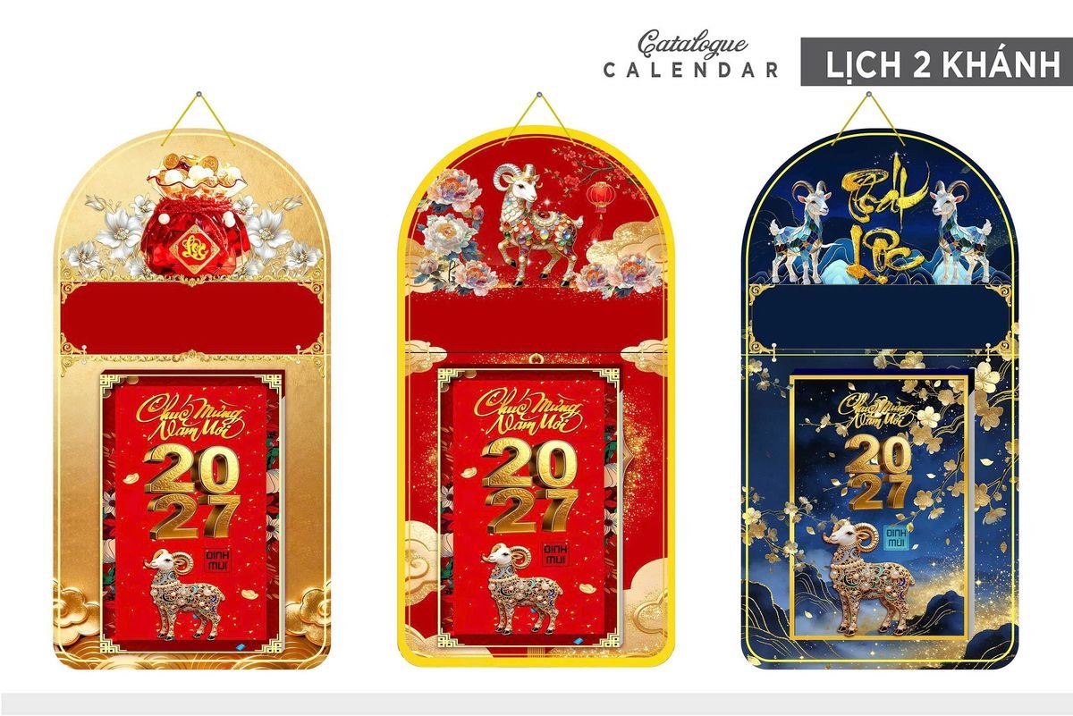 Lịch Khánh Gỗ Lamina 2 Đầu 2027 LM2D_012 - Gốm Sứ Bát Tràng VN