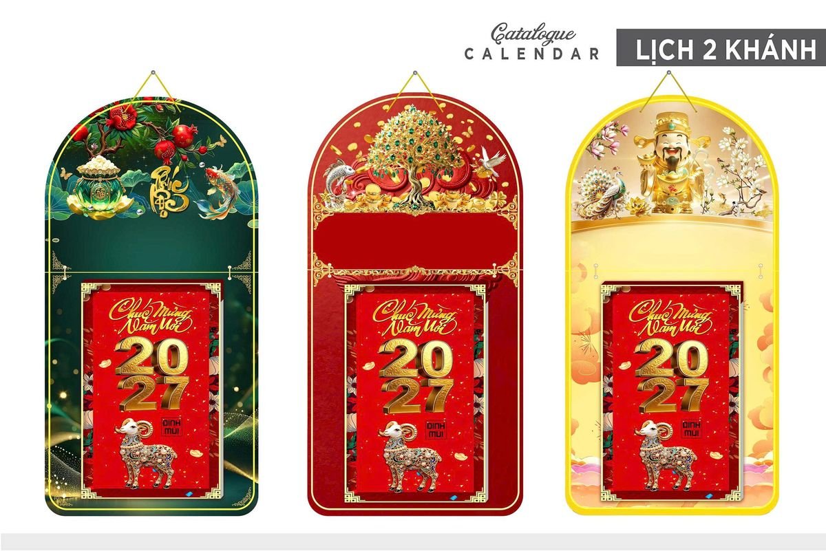 Lịch Khánh Gỗ Lamina 2 Đầu 2027 LM2D_013 - Gốm Sứ Bát Tràng VN