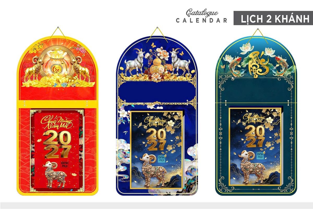 Lịch Khánh Gỗ Lamina 2 Đầu 2027 LM2D_014 - Gốm Sứ Bát Tràng VN