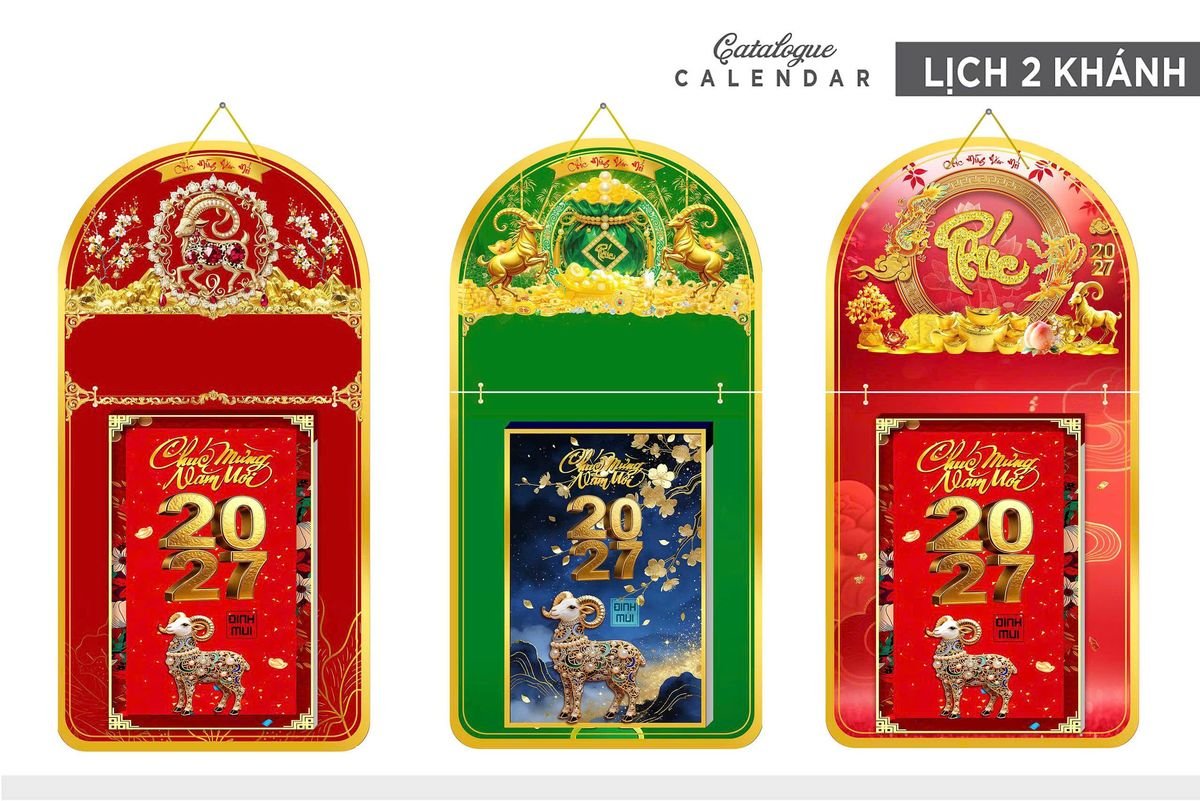 Lịch Khánh Gỗ Lamina 2 Đầu 2027 LM2D_015 - Gốm Sứ Bát Tràng VN
