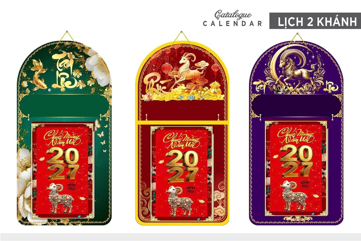 Lịch Khánh Gỗ Lamina 2 Đầu 2027 LM2D_016 - Gốm Sứ Bát Tràng VN