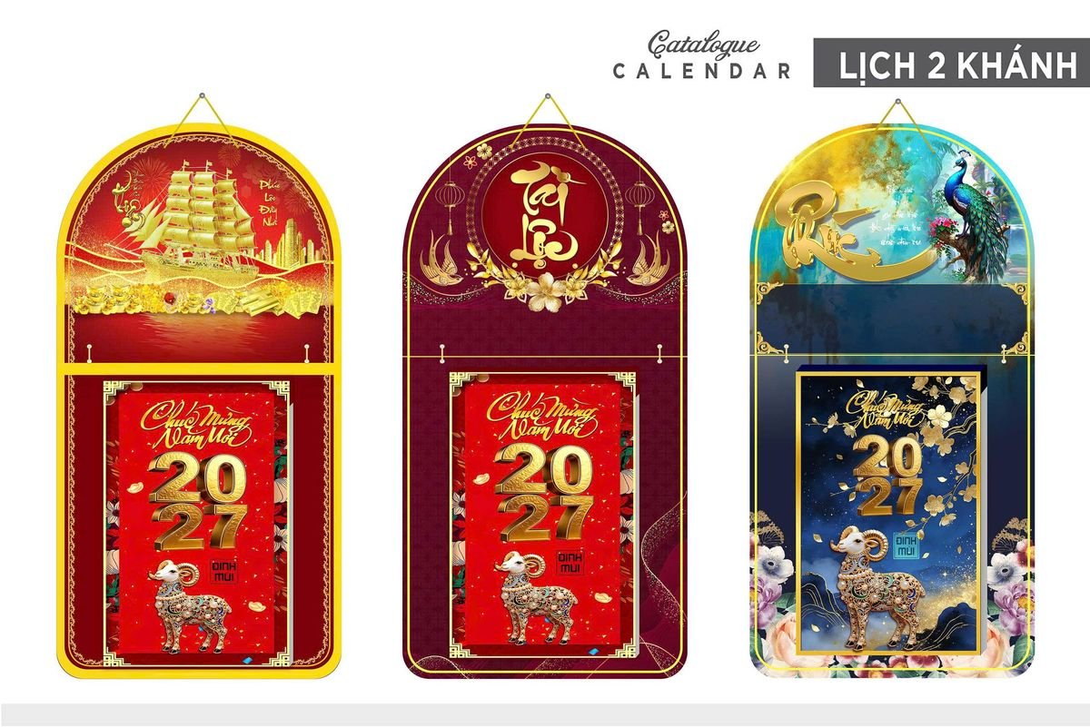 Lịch Khánh Gỗ Lamina 2 Đầu 2027 LM2D_017 - Gốm Sứ Bát Tràng VN