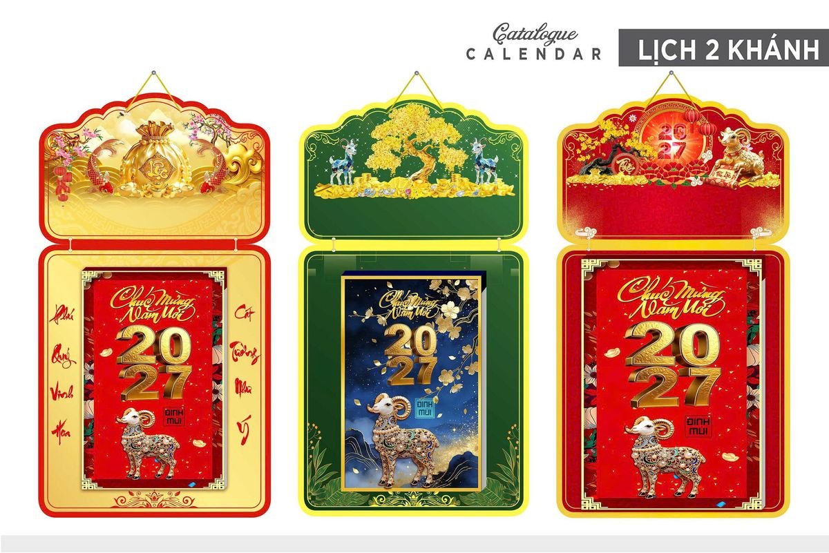 Lịch Khánh Gỗ Lamina 2 Đầu 2027 LM2D_019 - Gốm Sứ Bát Tràng VN