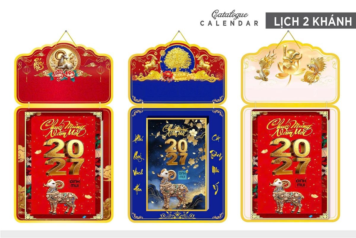 Lịch Khánh Gỗ Lamina 2 Đầu 2027 LM2D_020 - Gốm Sứ Bát Tràng VN