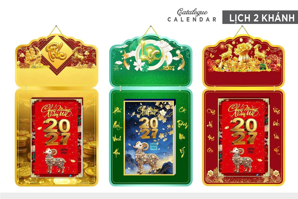 Lịch Khánh Gỗ Lamina 2 Đầu 2027 LM2D_021 - Gốm Sứ Bát Tràng VN