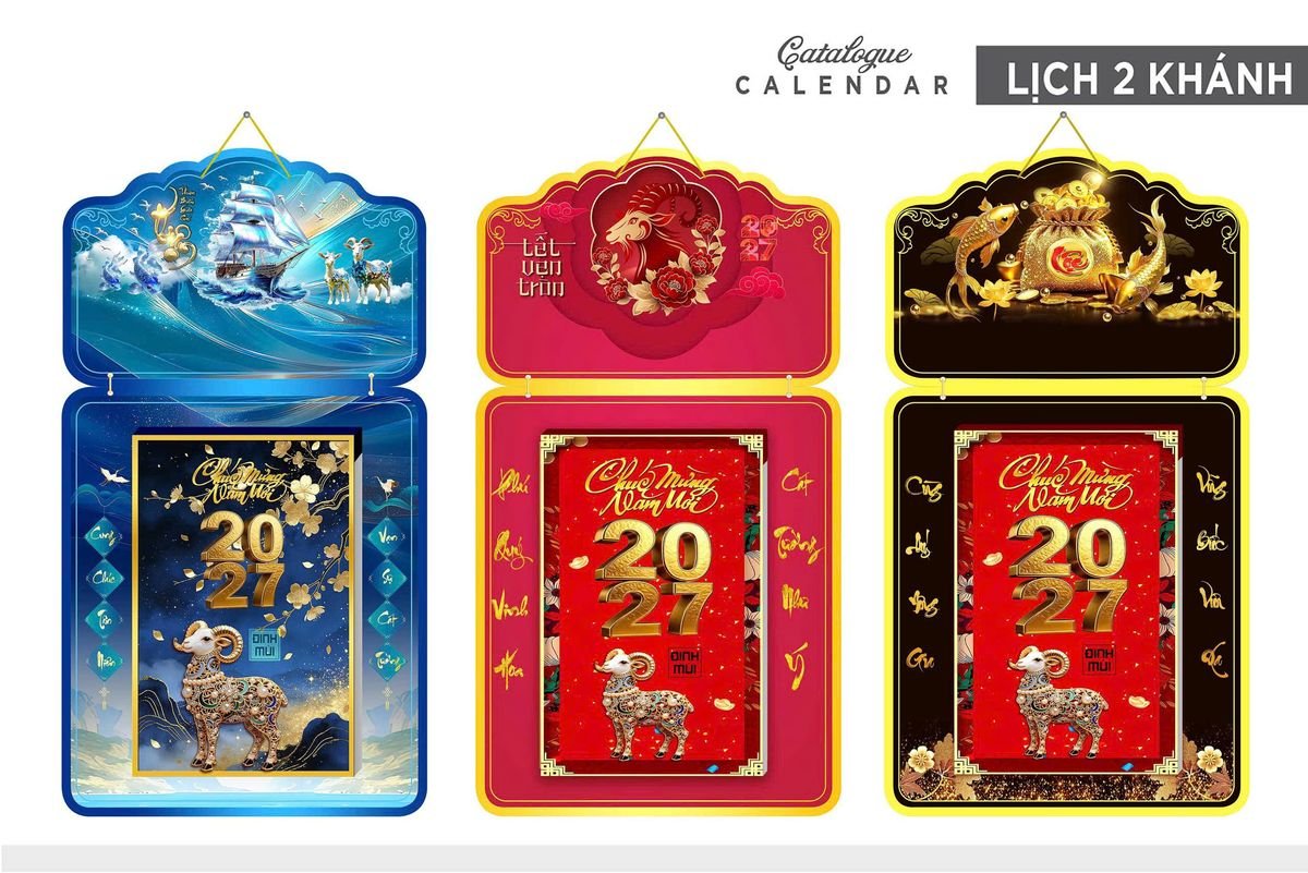Lịch Khánh Gỗ Lamina 2 Đầu 2027 LM2D_023 - Gốm Sứ Bát Tràng VN