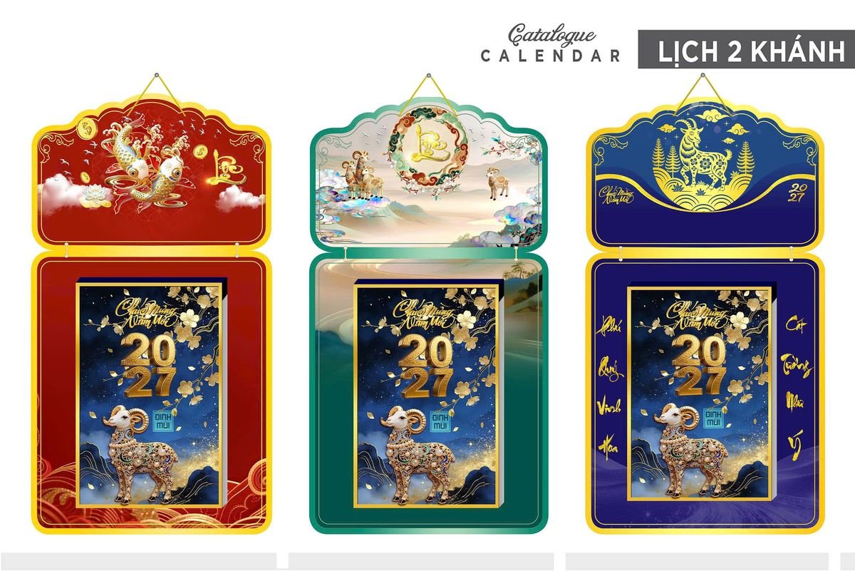 Lịch Khánh Gỗ Lamina 2 Đầu 2027 LM2D_025 - Gốm Sứ Bát Tràng VN