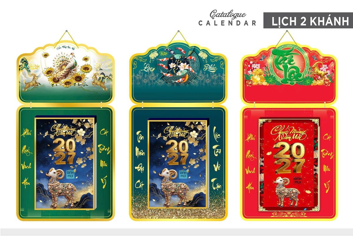 Lịch Khánh Gỗ Lamina 2 Đầu 2027 LM2D_026 - Gốm Sứ Bát Tràng VN