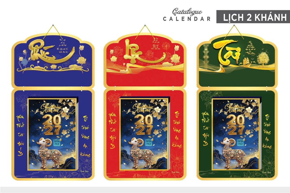Lịch Khánh Gỗ Lamina 2 Đầu 2027 LM2D_027 - Gốm Sứ Bát Tràng VN