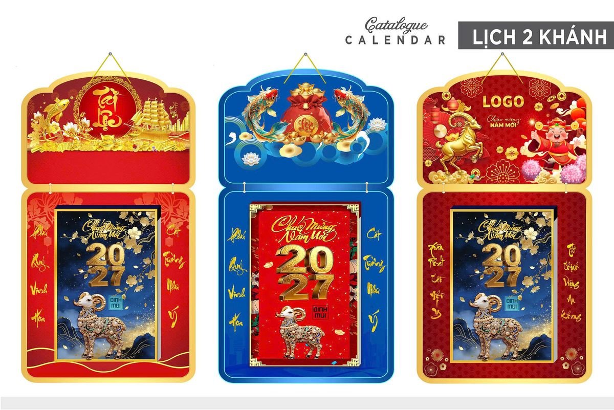Lịch Khánh Gỗ Lamina 2 Đầu 2027 LM2D_032 - Gốm Sứ Bát Tràng VN